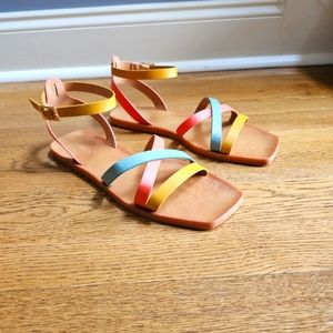 BAMBOO Earthdance-81 Mango Multi-Color Strappy Sandal